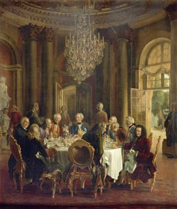 Mesa de Cena en Sanssouci, 1850 de Adolph Menzel